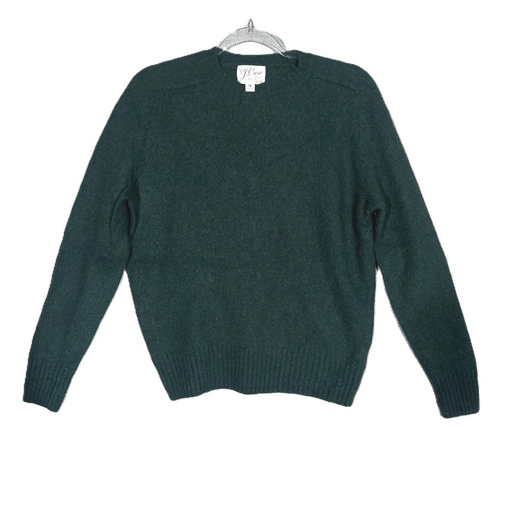 J.Crew Sweater Mens M Dark Green 100% Wool Crewneck Long Sleeve Pullover Knit